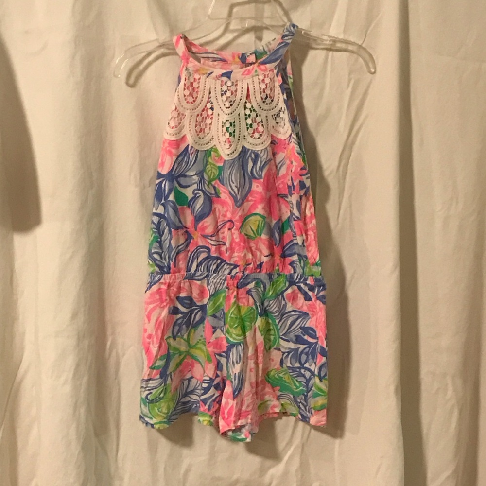 Lilly Pulitzer Pink and Blue Tropical Romper